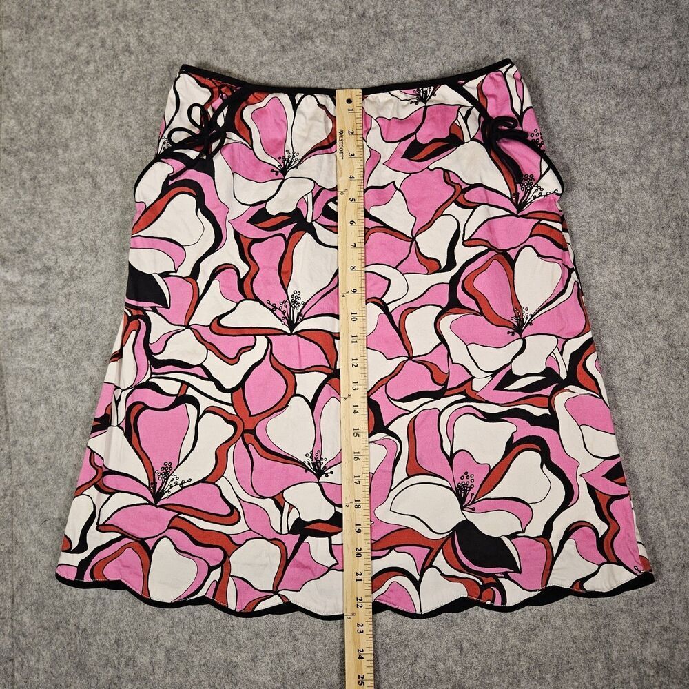 Womens Y2K Pink Black Floral Whimsical Baddie Scallop Hem Skirt Stretch Size 10 - Picture 4 of 8
